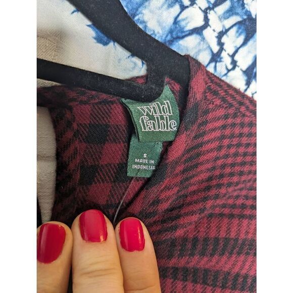 Wild Fable Red Plaid Babydoll Dress Small - Picture 6 of 10
